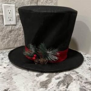 Pier 1 Black and Red Holiday Top Hat Christmas Tree Topper